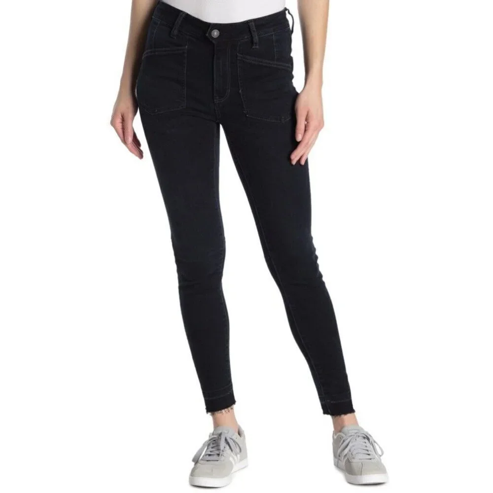 Free People Ivy Mid Rise Released Hem Skinny Jeans Seal Blue NWT‎ $98 Size 30